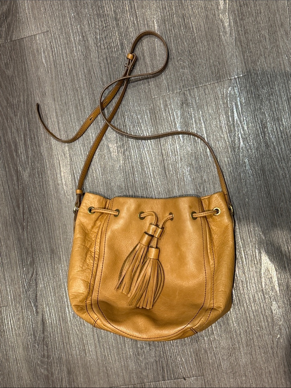 J. Crew Tan Leather Tassel Crossbody